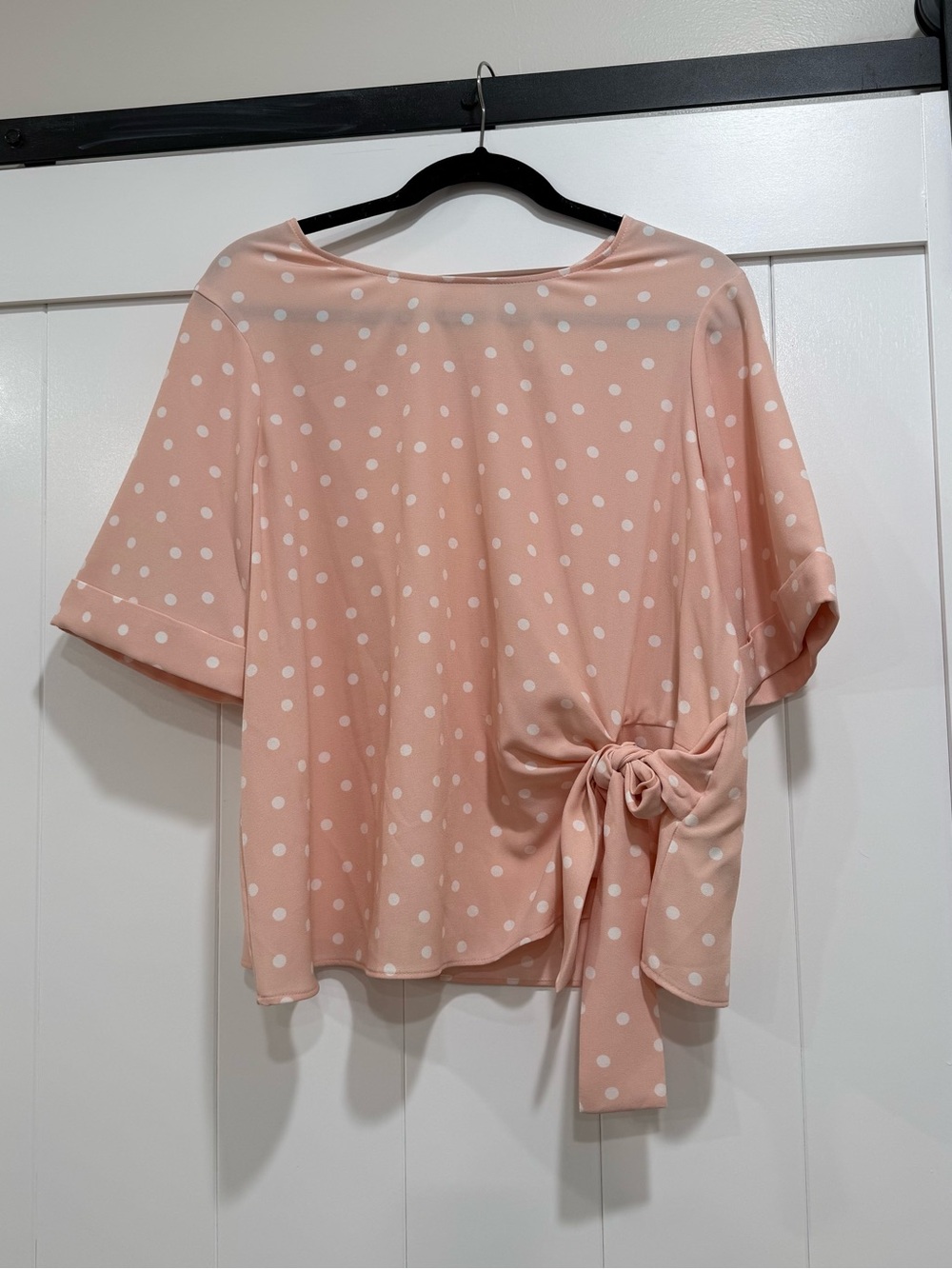 Tommy Hilfiger Blush Polka Dot Side-Tie Blouse
